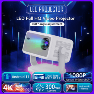 Outdoor Portable Smart Projector 4K Android 11 Google App HD 1080P Video Wifi 6 Home Theater 2024 Led Projector