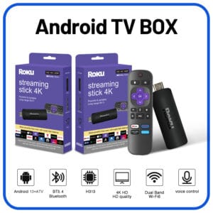 New China-Made ROKU Smart TV Stick Full HD Android 13.0 Allwinner H313 WIFI6 4K Wireless Portable Mini TV Stick